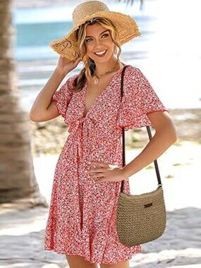 Shoulder Hand Woven Straw Bag Ocean Vacation Boho Beach Purse Wicker - New